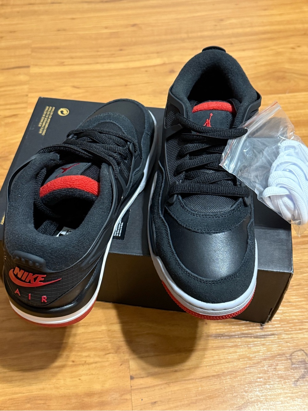 Nike Air Jordan 4 RM, Black/Varsity Red/Wolf Grey, Size 6 Youth / 7.5 Women, New - Picture 7 of 8